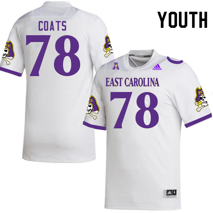 Youth #78 William Coats ECU Pirates College Football Jerseys Stitched-White